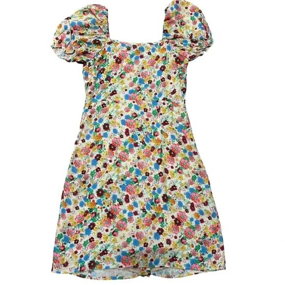 The Andamane Daisy Floral Mini Dress | Sweetheart Neck Puff Sleeve | Size Small - Picture 9 of 9